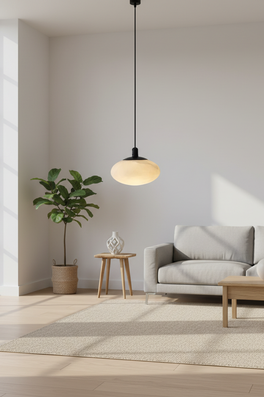 Alabaster Mini Mushroom Pendant Light - Adjustable Version with Upgrader
