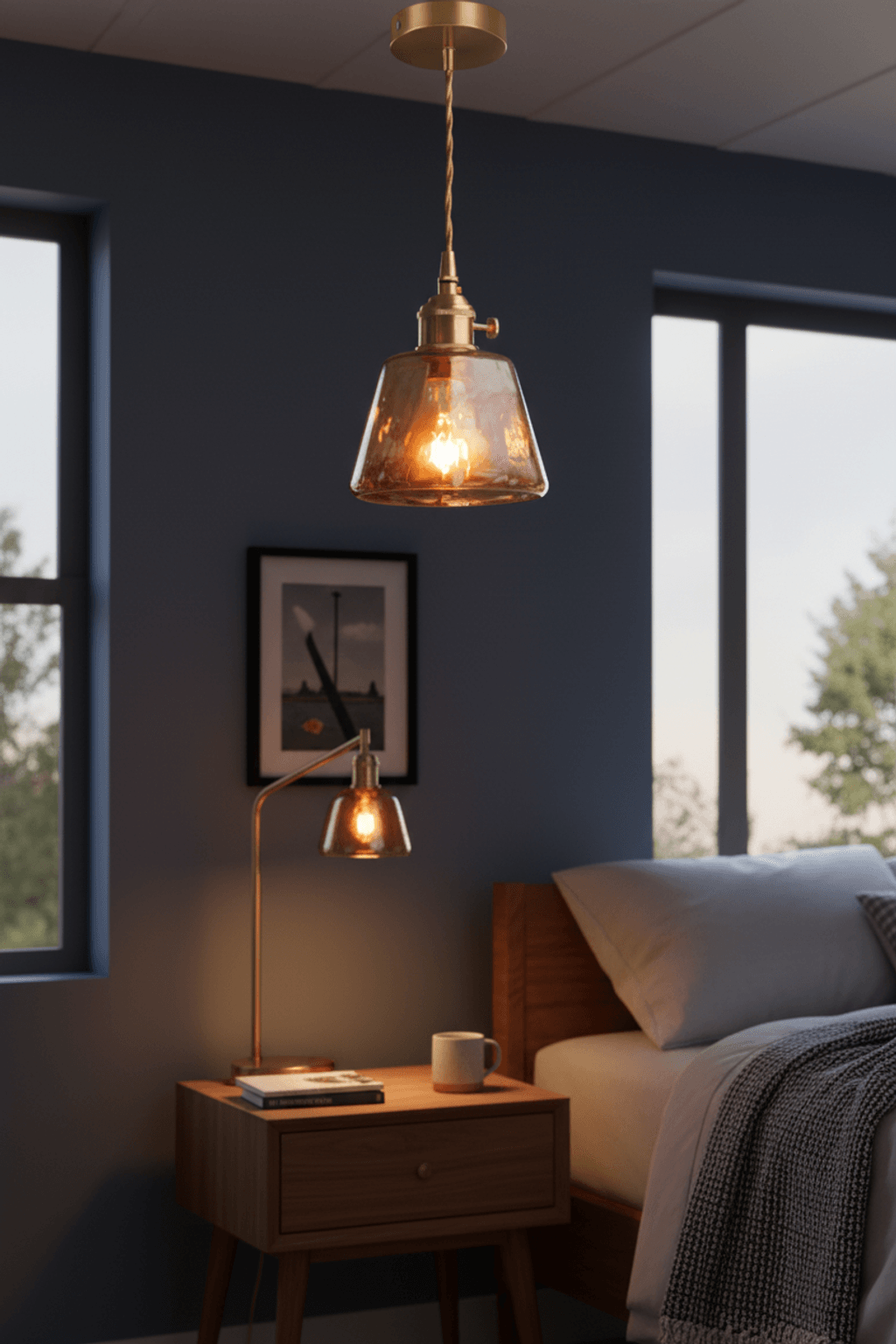 Amber-Colored Pendant Light of Glass – Warm Light & Stylish Design