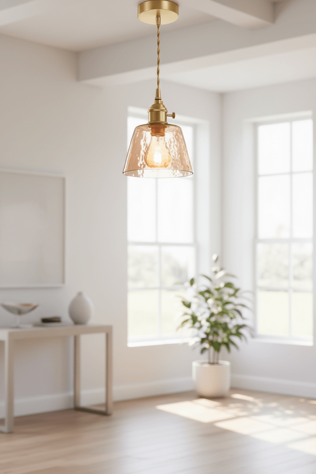 Amber-Colored Pendant Light of Glass – Warm Light & Stylish Design