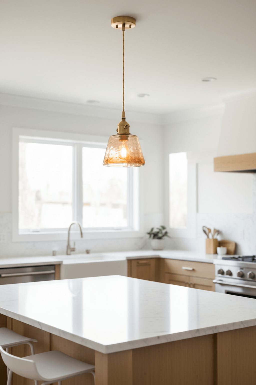 Amber-Colored Pendant Light of Glass – Warm Light & Stylish Design