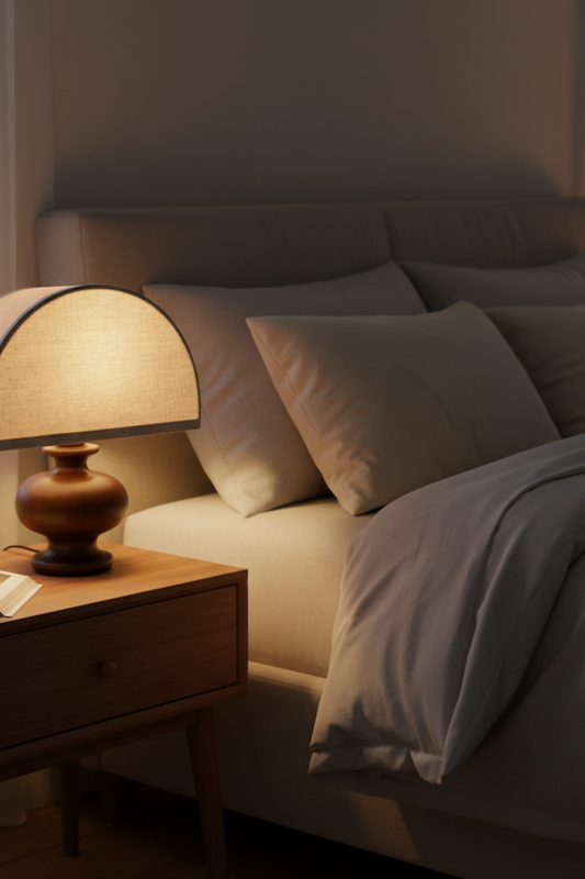 Ayumi - Irving Table Lamp Ash Wood with Linen