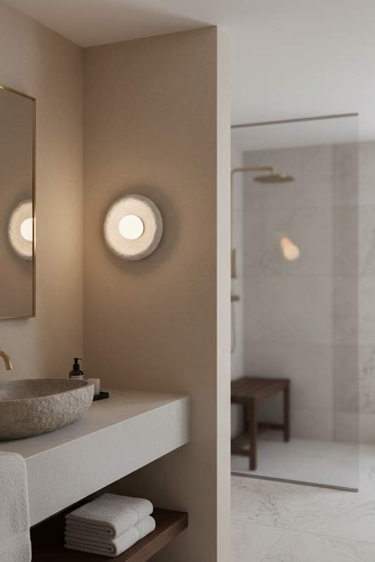 Bowl-Shaped Wabi-Sabi Style Resin Sconce for Kitchen