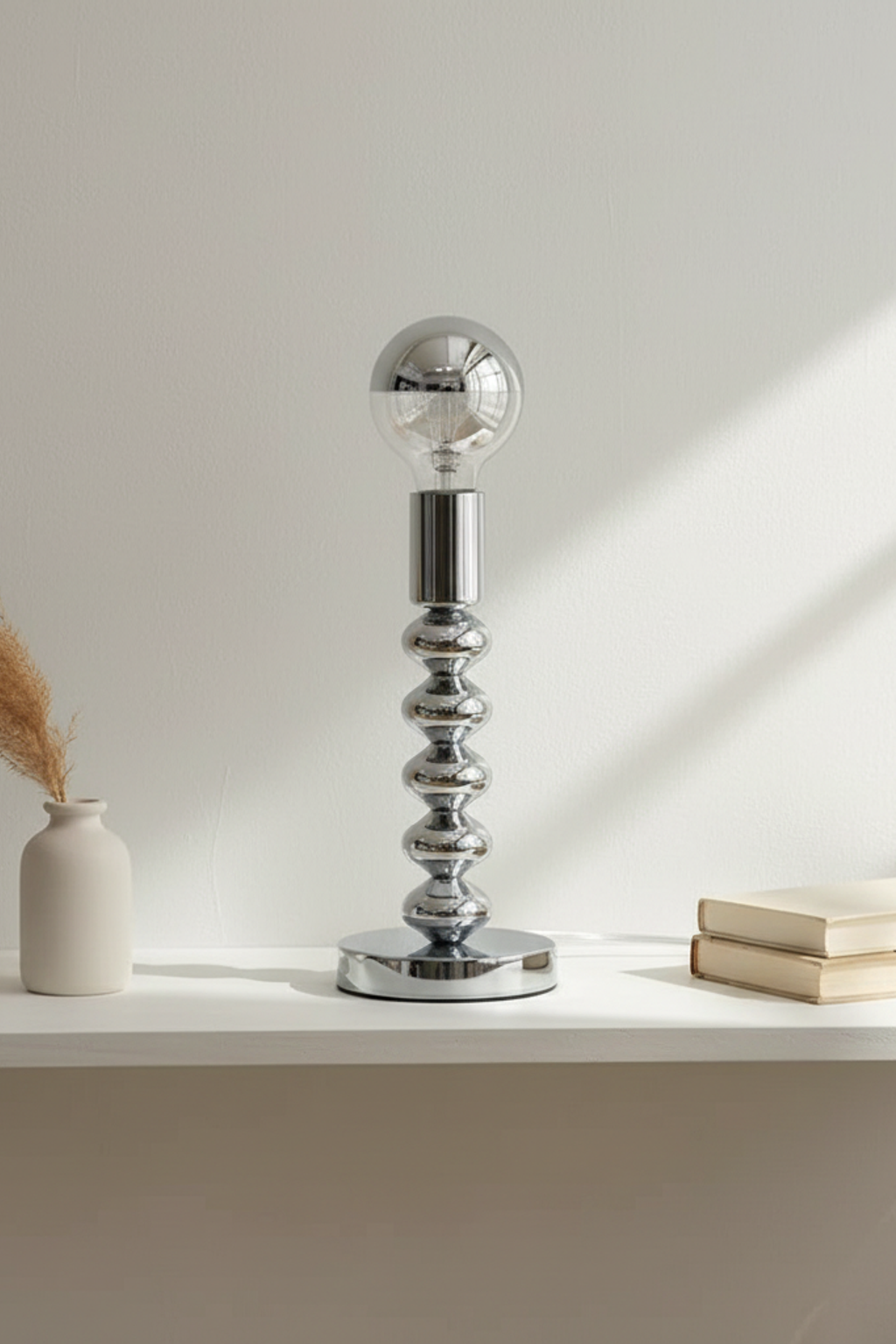 Chrome Bauhaus LED Table Lamp for Living Room