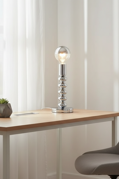 Chrome Bauhaus LED Table Lamp for Living Room