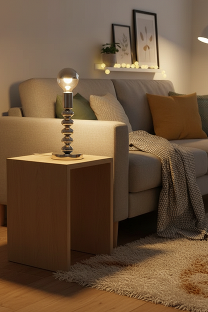 Chrome Bauhaus LED Table Lamp for Living Room