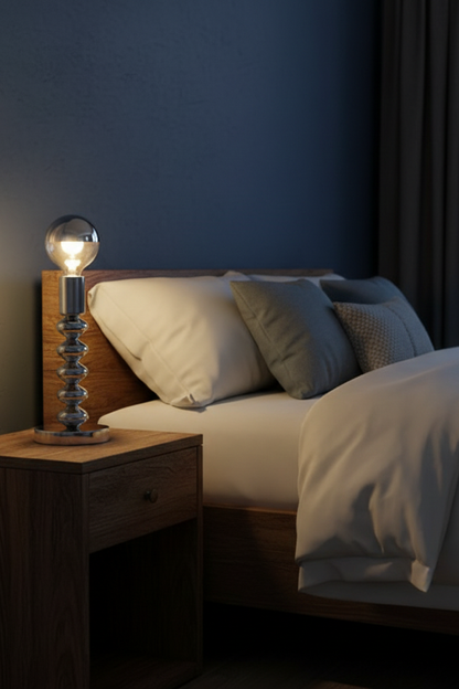 Chrome Bauhaus LED Table Lamp for Living Room