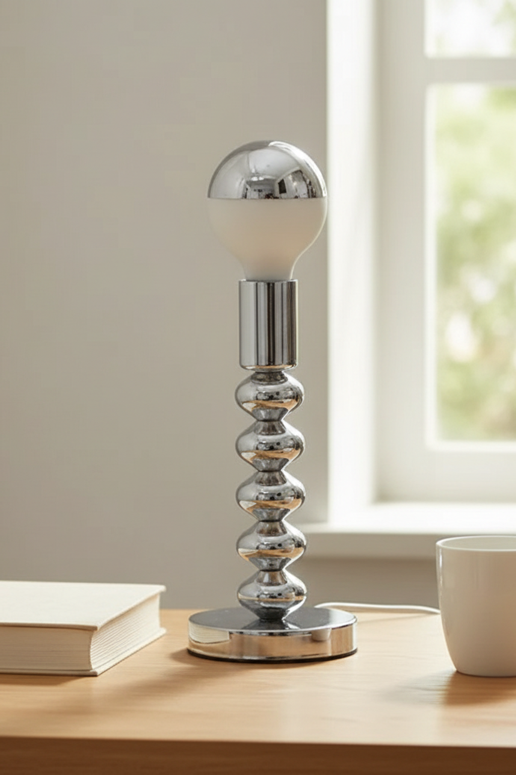 Chrome Bauhaus LED Table Lamp for Living Room