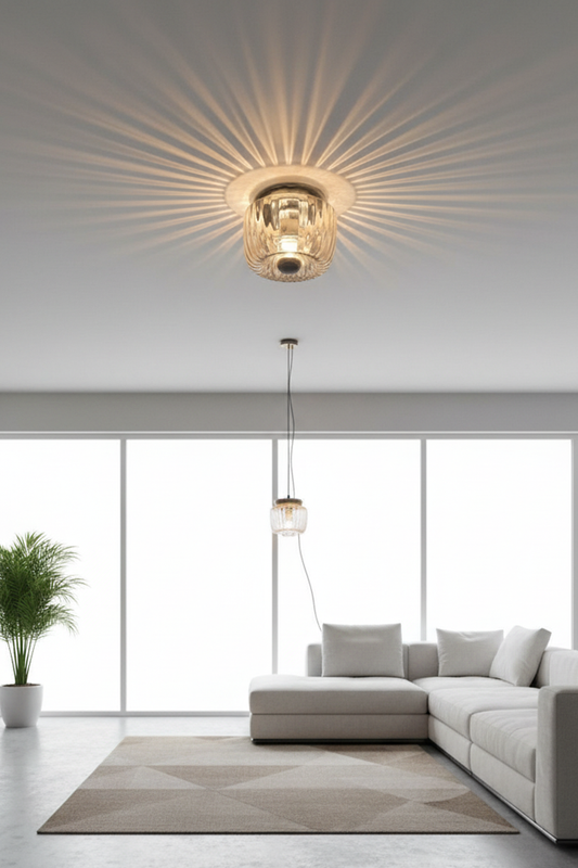 Elegant Rippled Glass Ceiling Light for Living Room