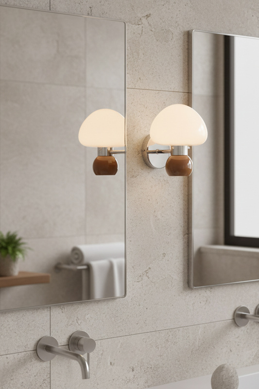 Ezaki Cream Glass Mushroom Sconce / Wall Sconce