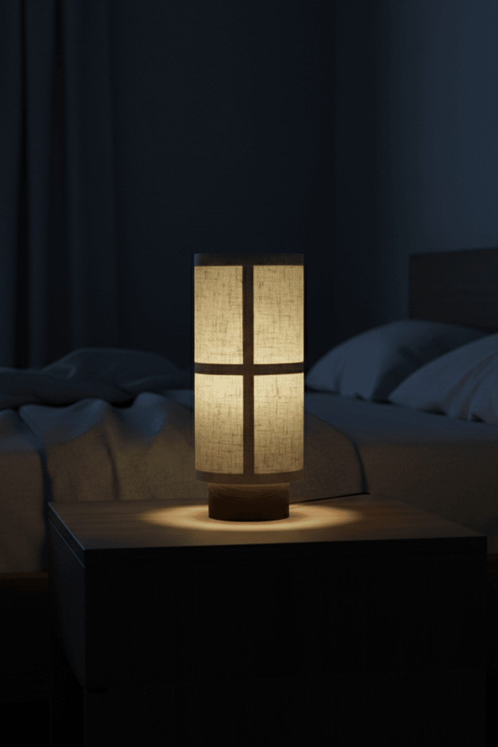 H23 F&w Wabi-Sabi Fabric & Wood Rechargeable Table Lamp