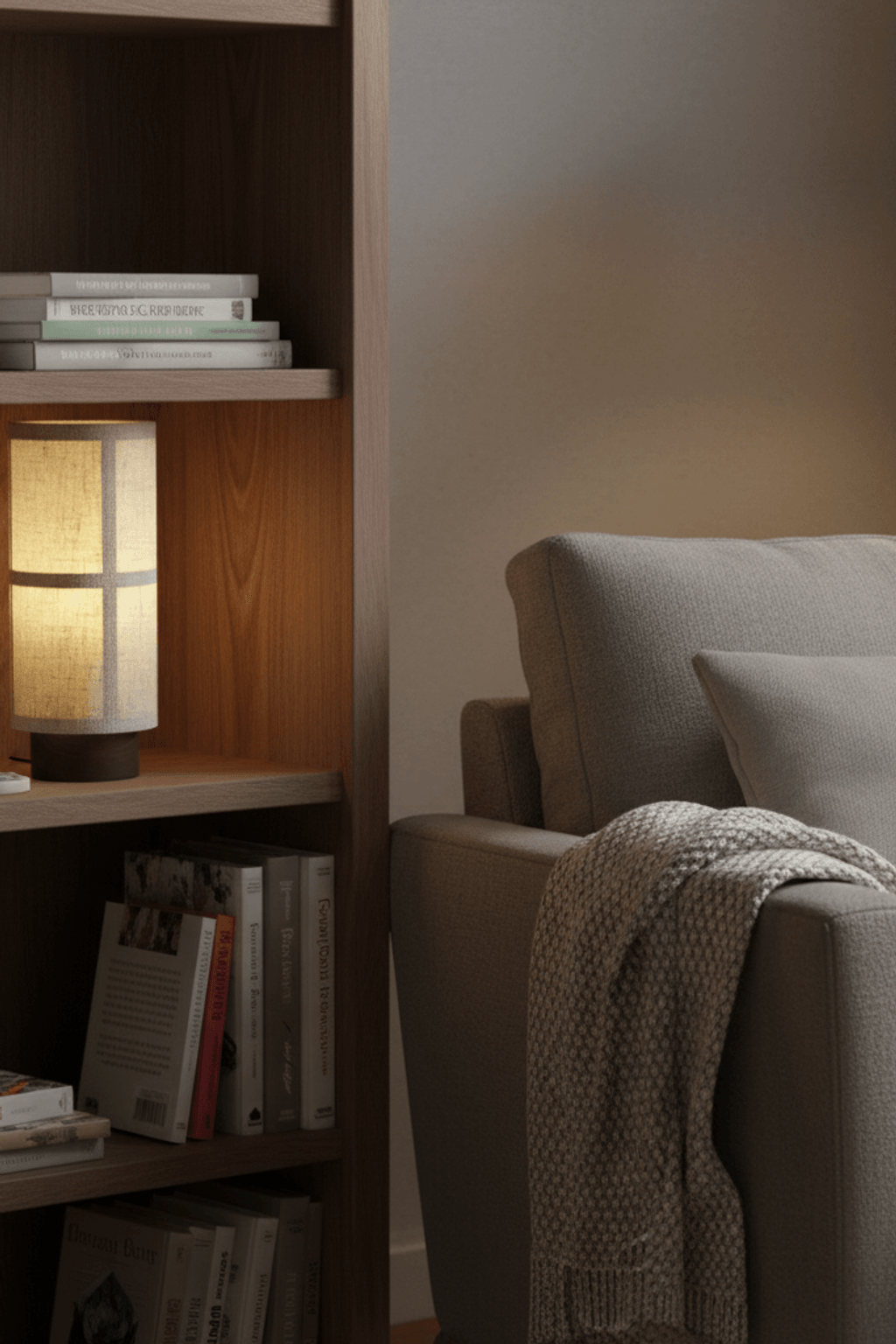 H23 F&w Wabi-Sabi Fabric & Wood Rechargeable Table Lamp