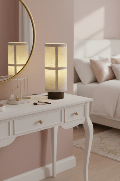 H23 F&w Wabi-Sabi Fabric & Wood Rechargeable Table Lamp