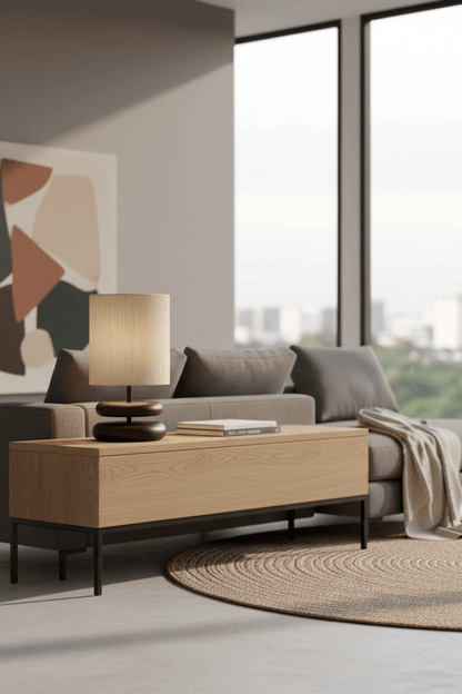 Hinoki Stack Wood Table Lamp for Living Room