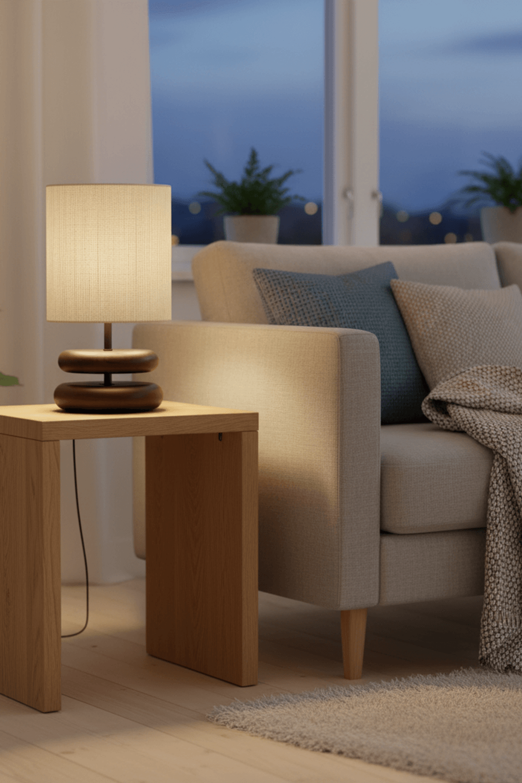 Hinoki Stack Wood Table Lamp for Living Room