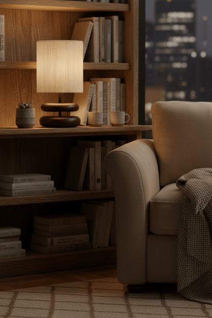 Hinoki Stack Wood Table Lamp for Living Room