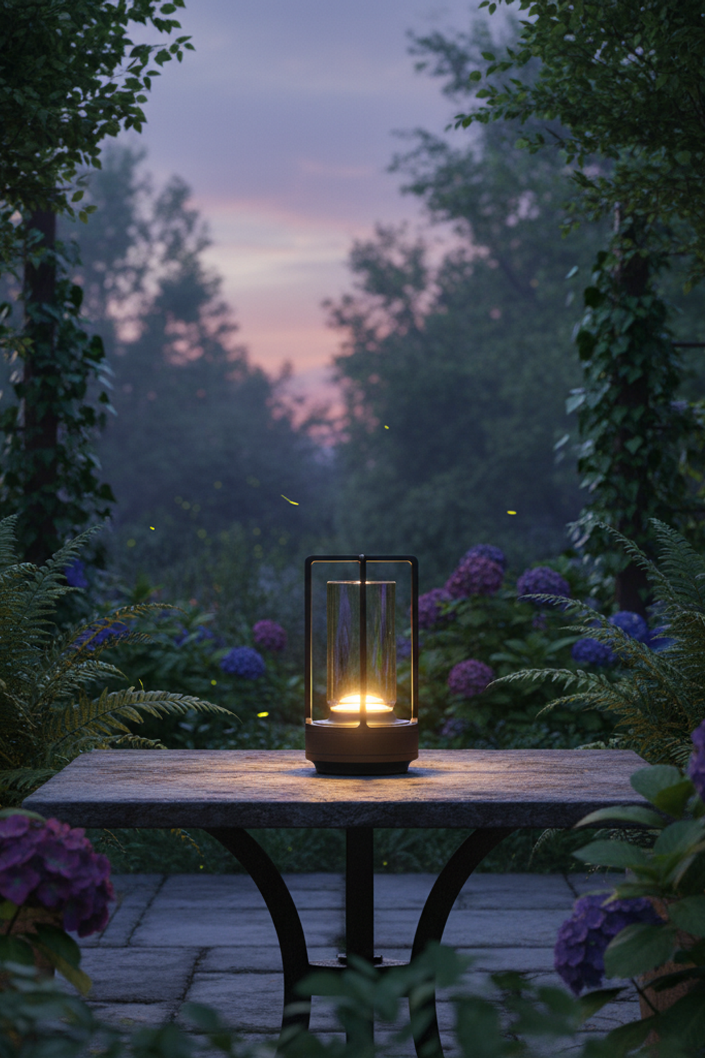 Japanese Ambient Lantern - Cordless Crystal Table Lamp for Outdoor