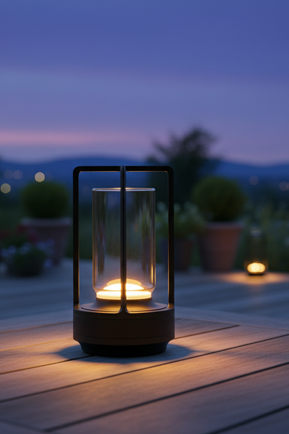 Japanese Ambient Lantern - Cordless Crystal Table Lamp for Outdoor