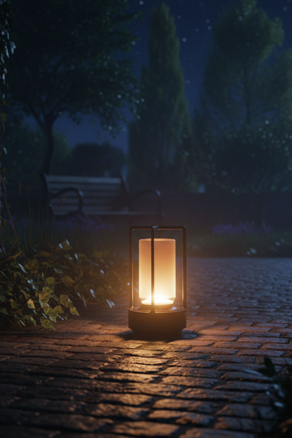 Japanese Ambient Lantern - Cordless Crystal Table Lamp for Outdoor