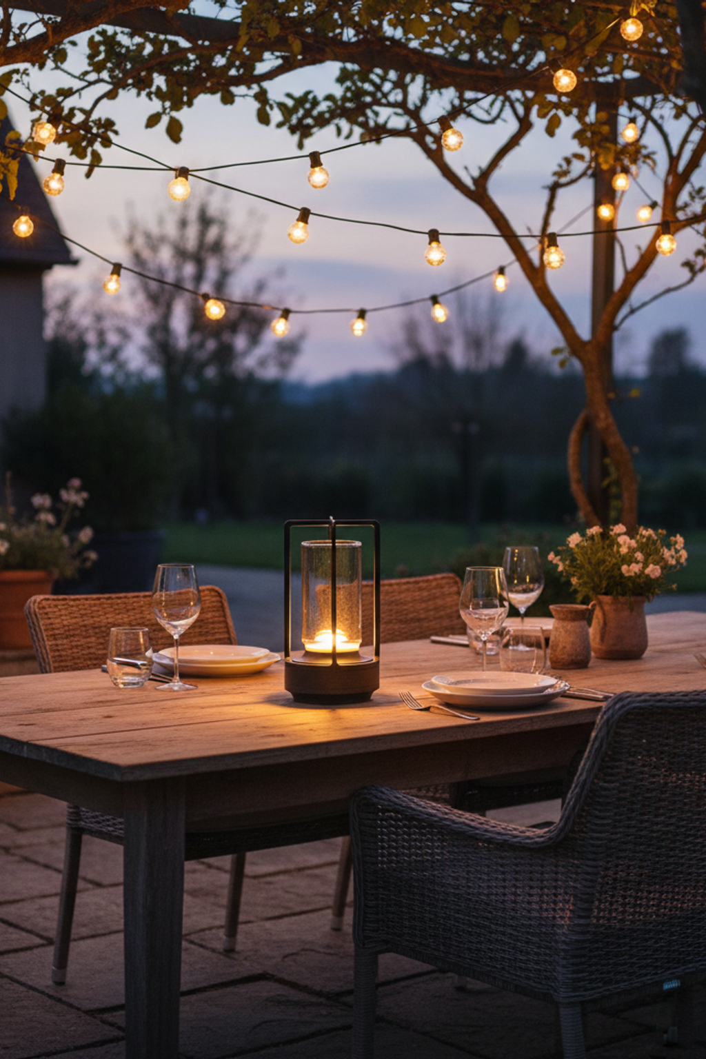 Japanese Ambient Lantern - Cordless Crystal Table Lamp for Outdoor