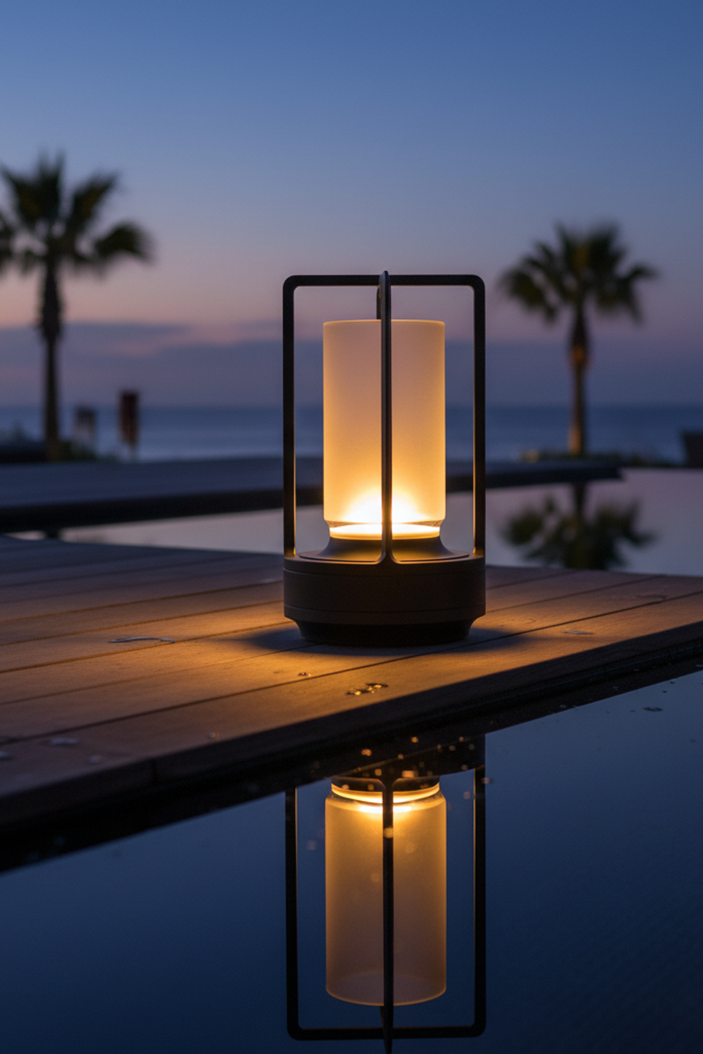 Japanese Ambient Lantern - Cordless Crystal Table Lamp for Outdoor