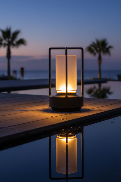 Japanese Ambient Lantern - Cordless Crystal Table Lamp for Outdoor