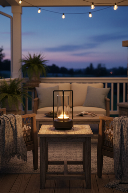 Japanese Ambient Lantern - Cordless Crystal Table Lamp for Outdoor
