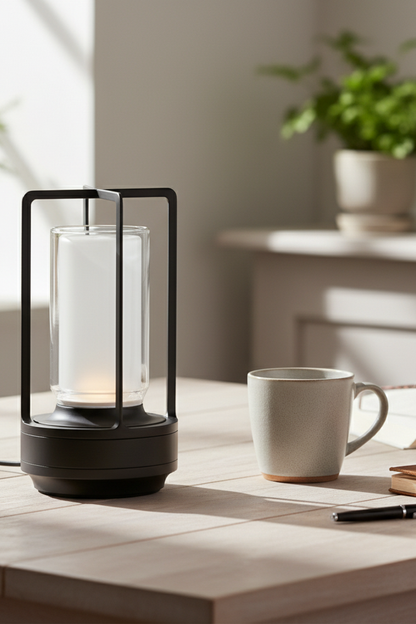 Japanese Ambient Lantern - Cordless Crystal Table Lamp for Outdoor