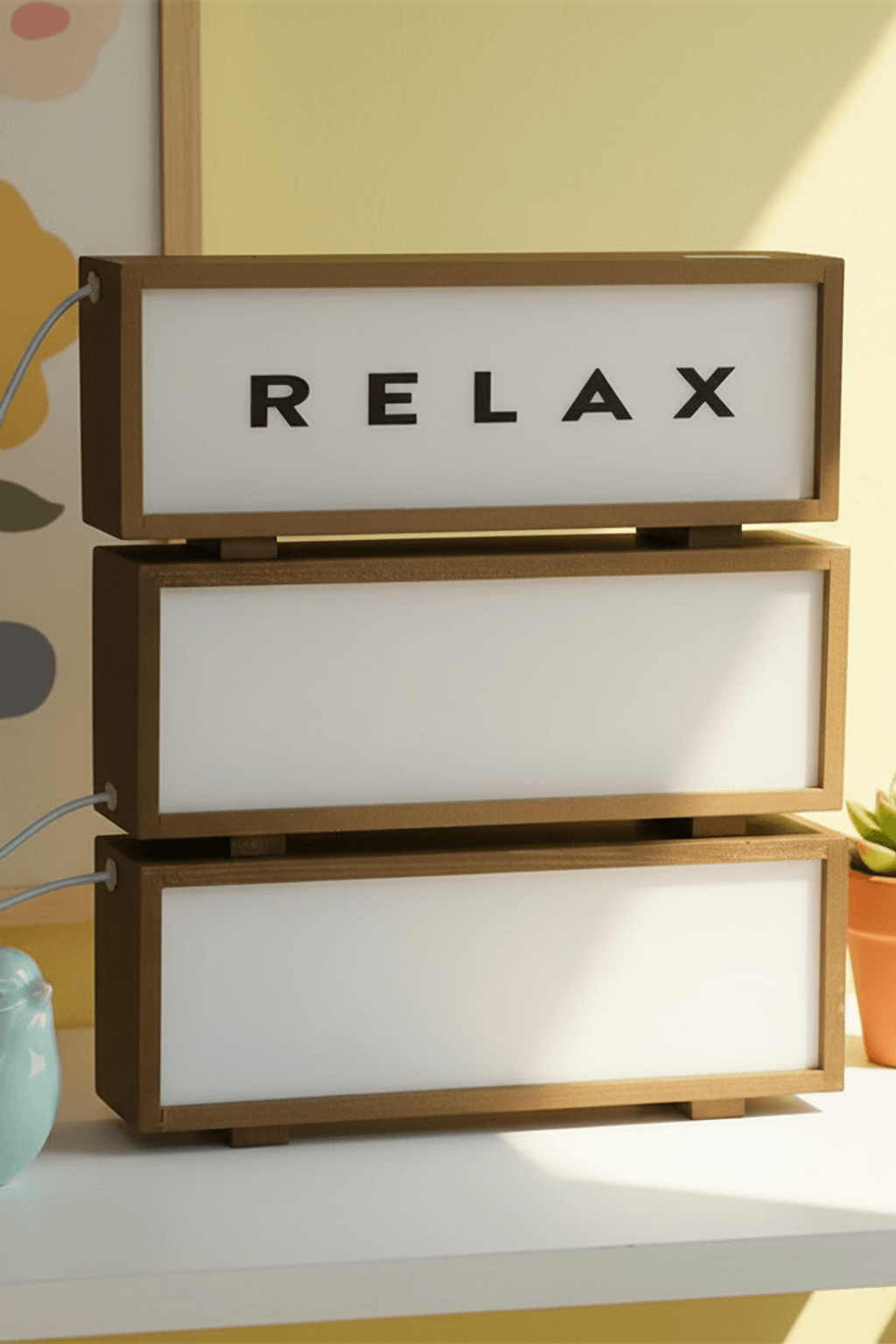 LED Wooden Acrylic Message Night Light for Living Room