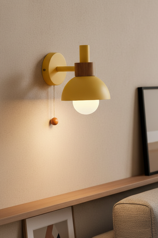 Nordic Wood Globe Wall Sconce for Bedroom