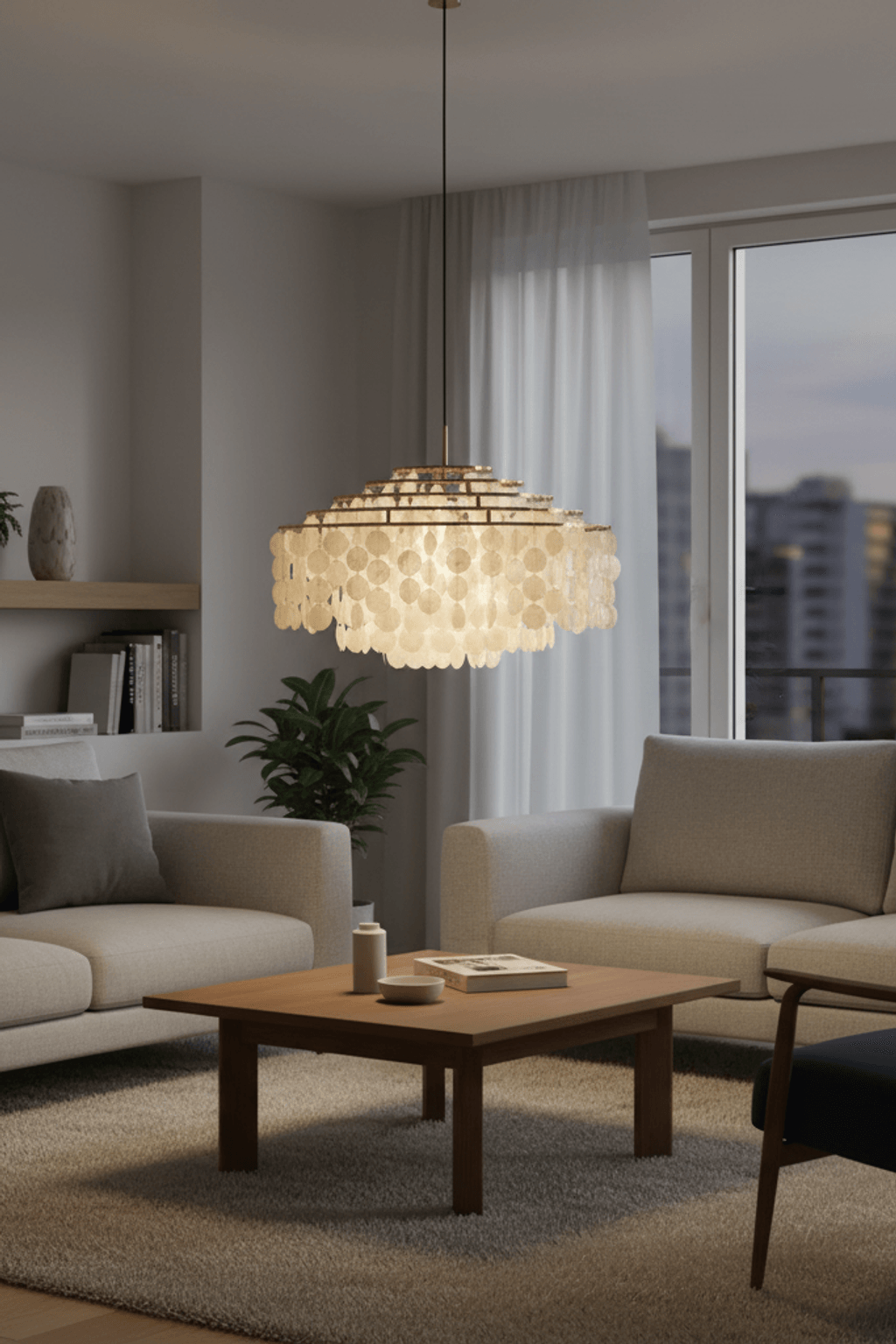 Postmodern Fun Handmade Shell Pendant Light