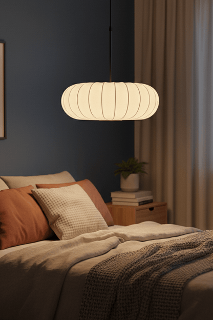 Pumpkin Silk Pendant Light - Dense Weave Version