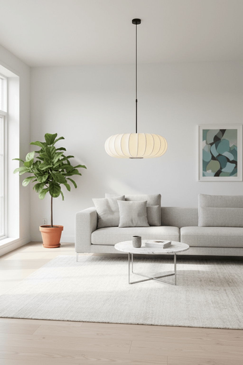 Pumpkin Silk Pendant Light - Dense Weave Version