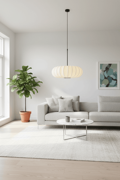 Pumpkin Silk Pendant Light - Dense Weave Version