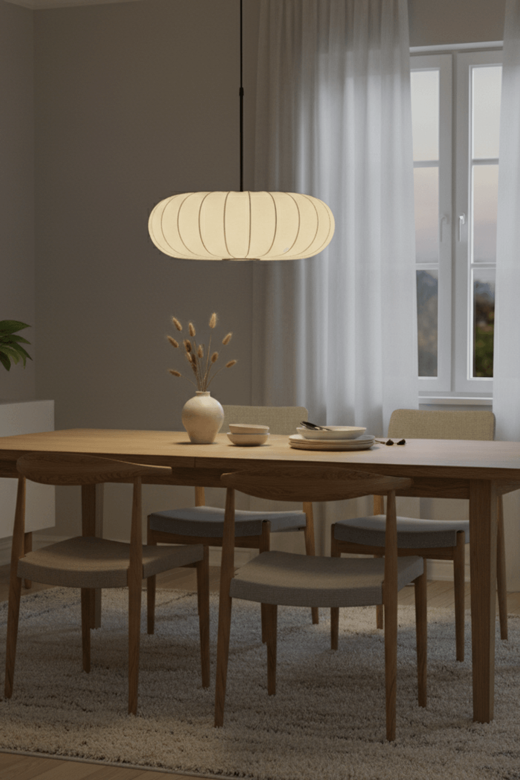 Pumpkin Silk Pendant Light - Dense Weave Version