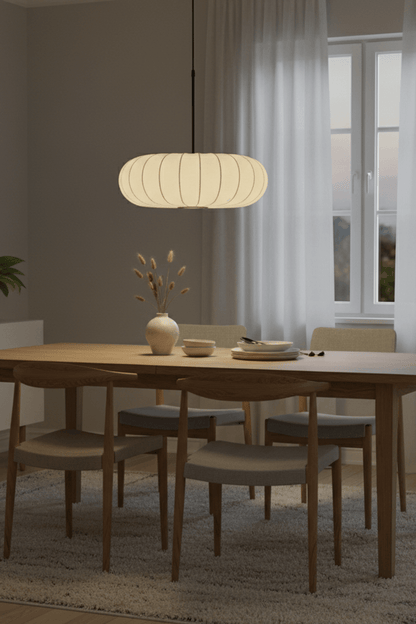 Pumpkin Silk Pendant Light - Dense Weave Version