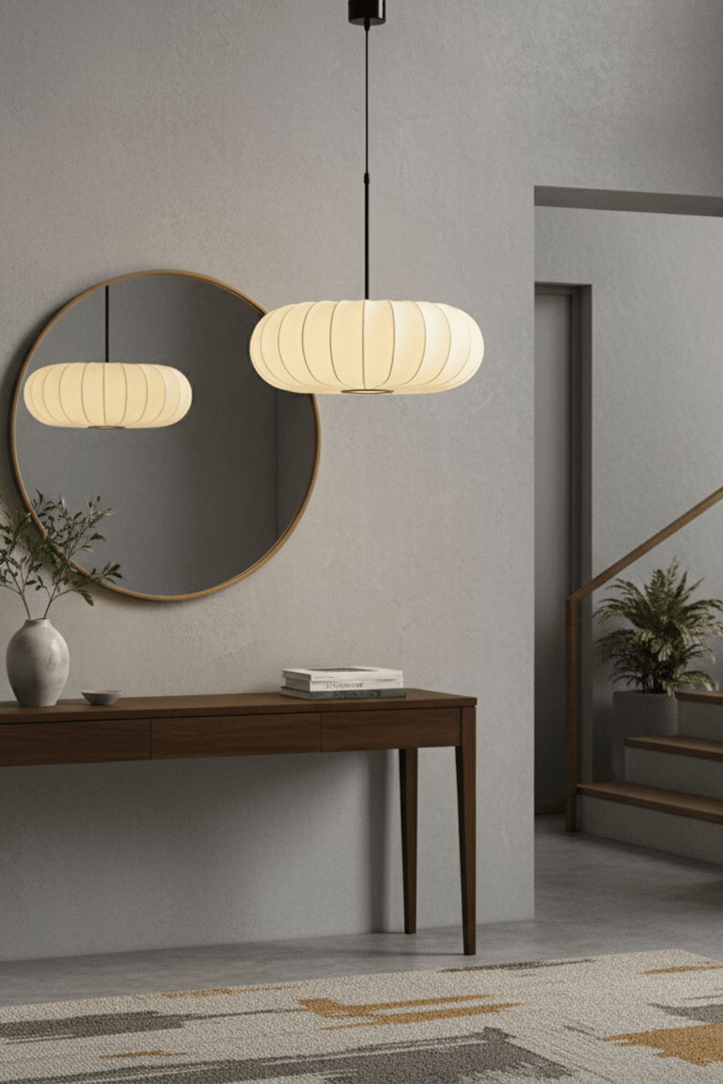 Pumpkin Silk Pendant Light - Dense Weave Version