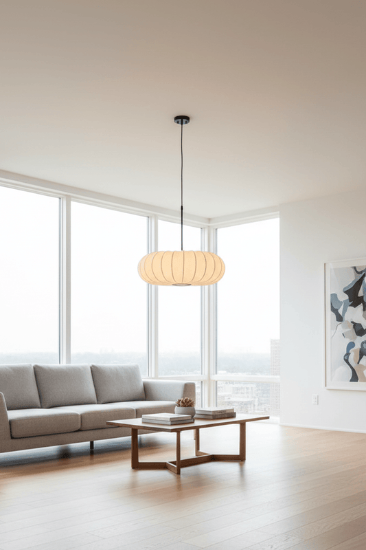Pumpkin Silk Pendant Light - Dense Weave Version