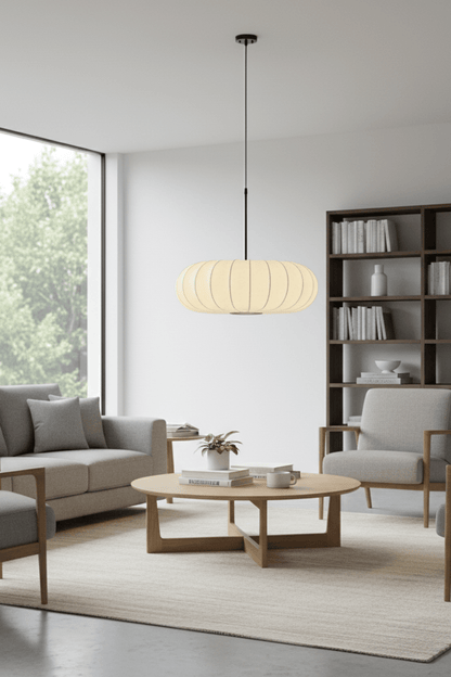 Pumpkin Silk Pendant Light - Dense Weave Version