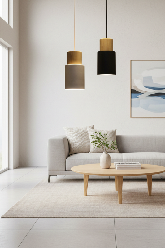 Timeless Wood and Metal Pendant for Living Room