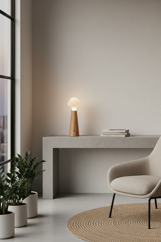 Wooden LED Table Lamp - Modern Bedside Light with Adjustable Color for Living Room