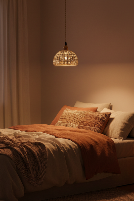 Yuko｜japanese Style Ceramic Hollow Pendant Light