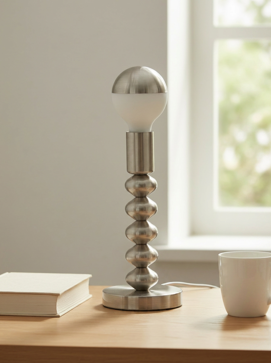 Chrome Bauhaus LED Table Lamp for Living Room